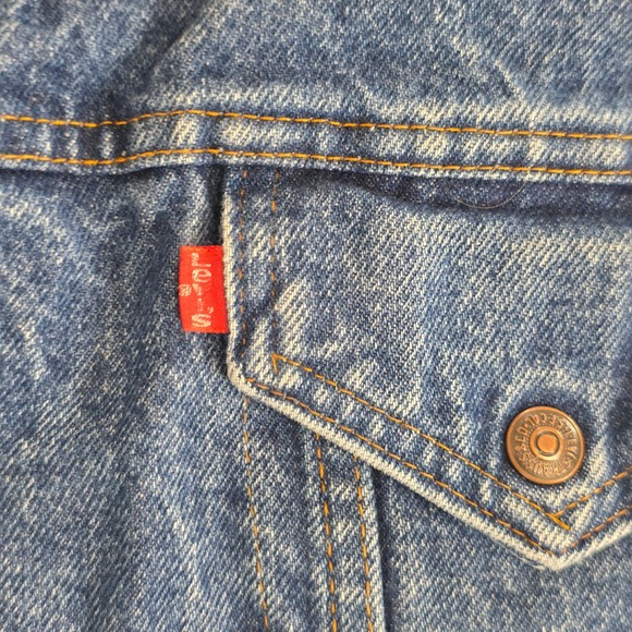 Vintage Levis Sherpa Lined Denim Trucker Jacket Mens 40R Blue Medium Wash 80s - Picture 7 of 15